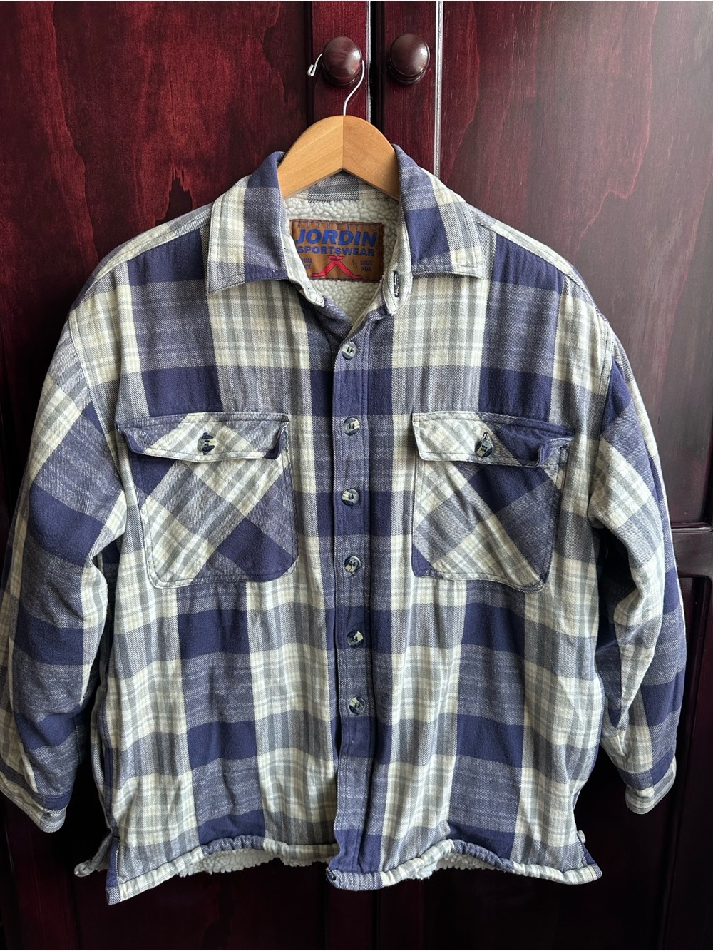 Vintage 90s Men's Blue Plaid Shirt Jacket